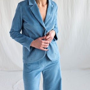 Light blue wide wale corduroy blazer OFFON Clothing image 6