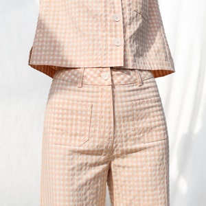 Seersucker vintage cut gingham two pieces suit OFFON Clothing image 9