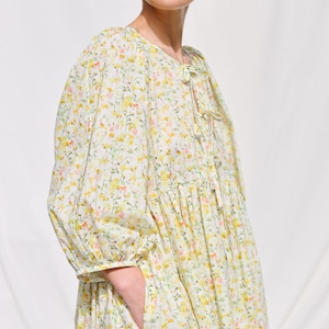 Reversible oversized floral print summer dress yellow INKY FIELDS OFFON Clothing image 6