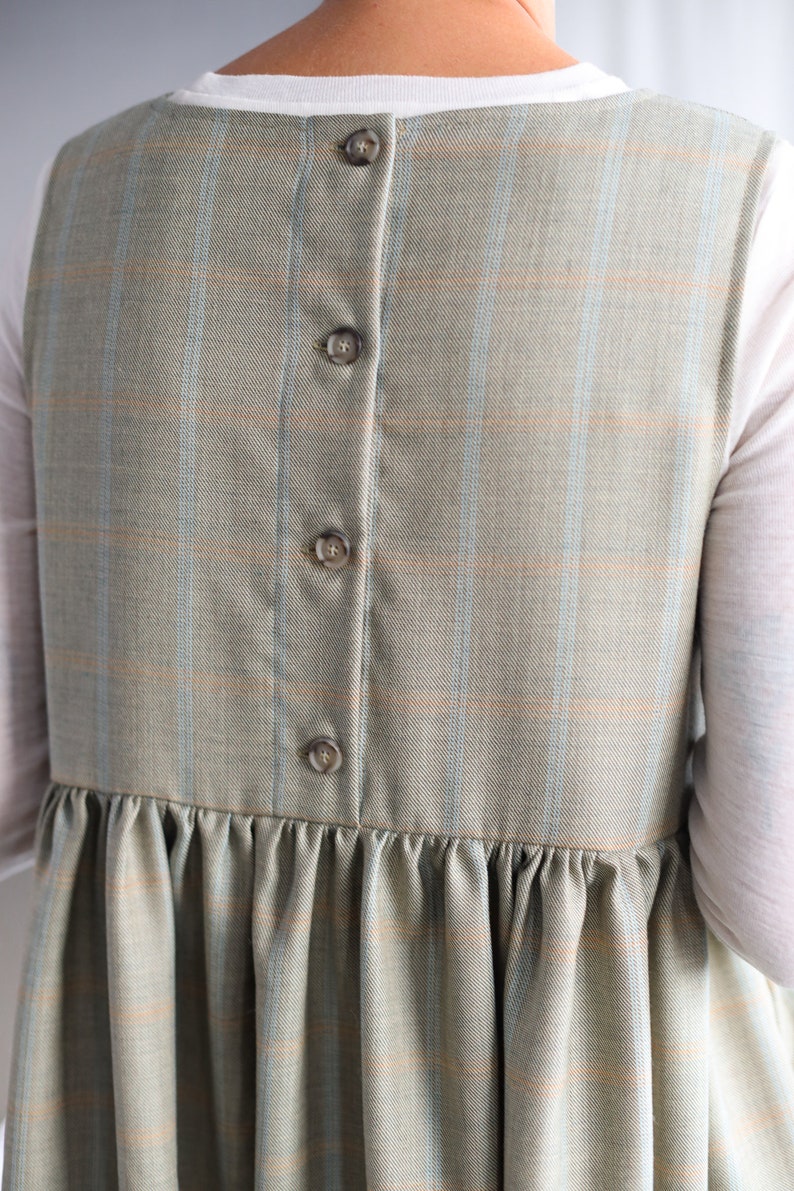 Plaid wool pinafore style dress OFFON Clothing image 5