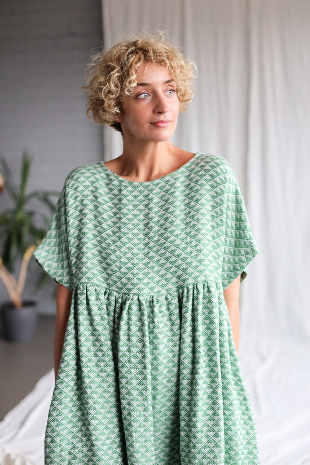 Jacquard Linen Oversized Dress ELLA / OFFON CLOTHING Etsy