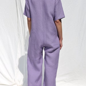 Loose linen V-neck jumpsuit / OFFON CLOTHING image 3