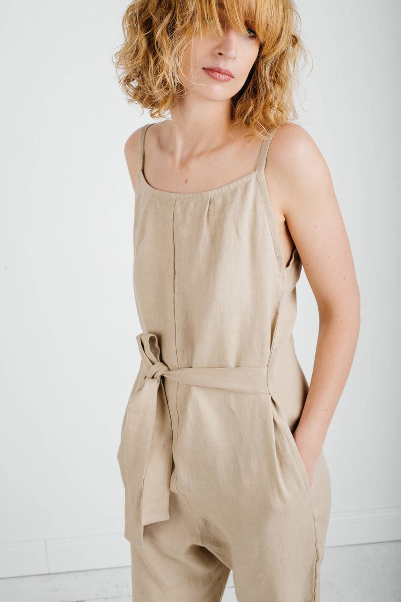 linen jumpsuit etsy