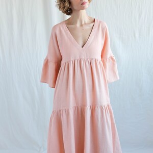 Linen Tiered Dress ADELE Handmade by OFFON image 7