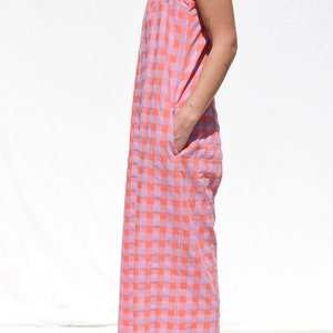 Spaghetti strap jumpsuit in seersucker checks cotton ADA OFFON CLOTHING image 8