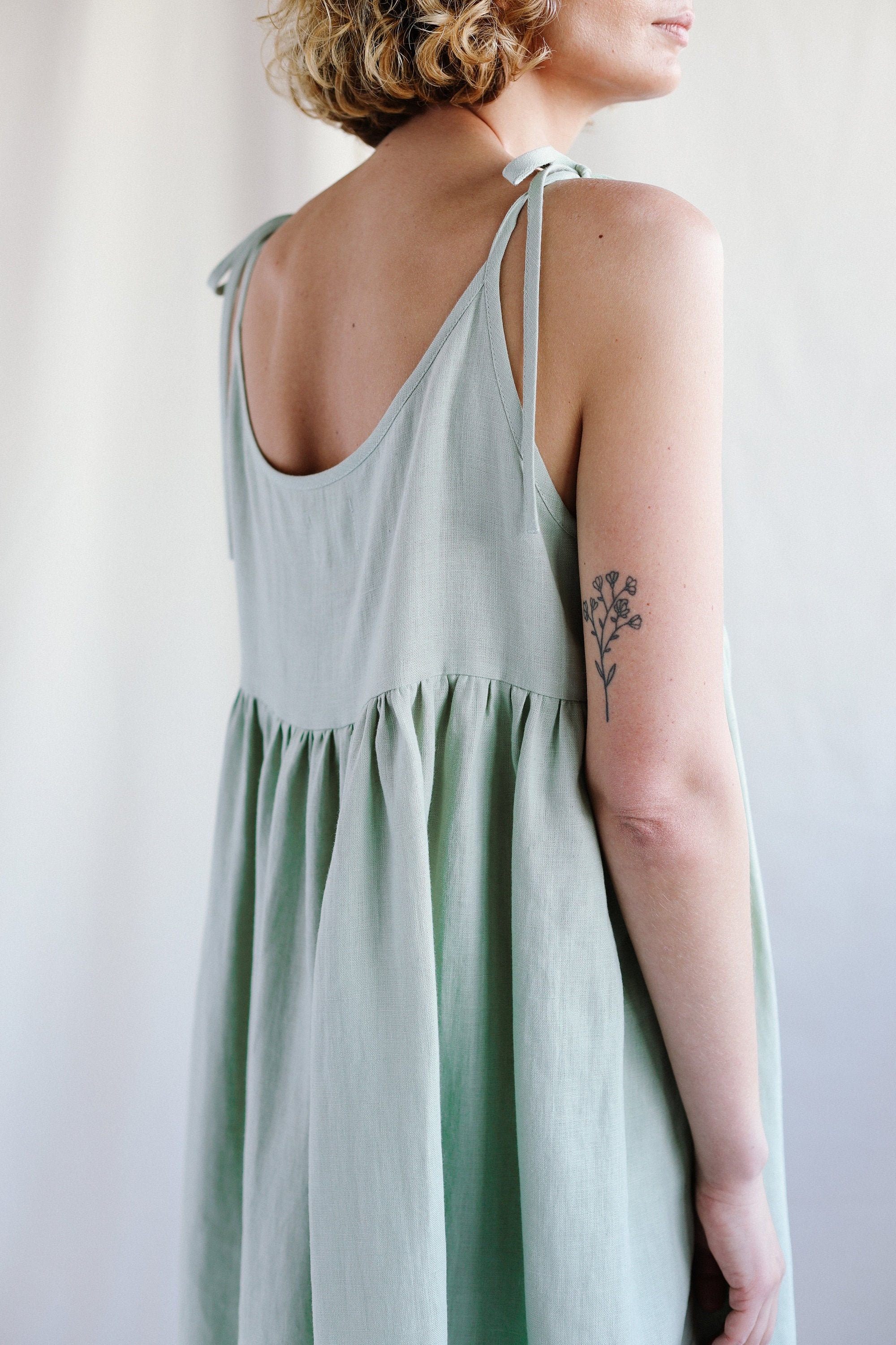 Annie Dress Sage Green Linen