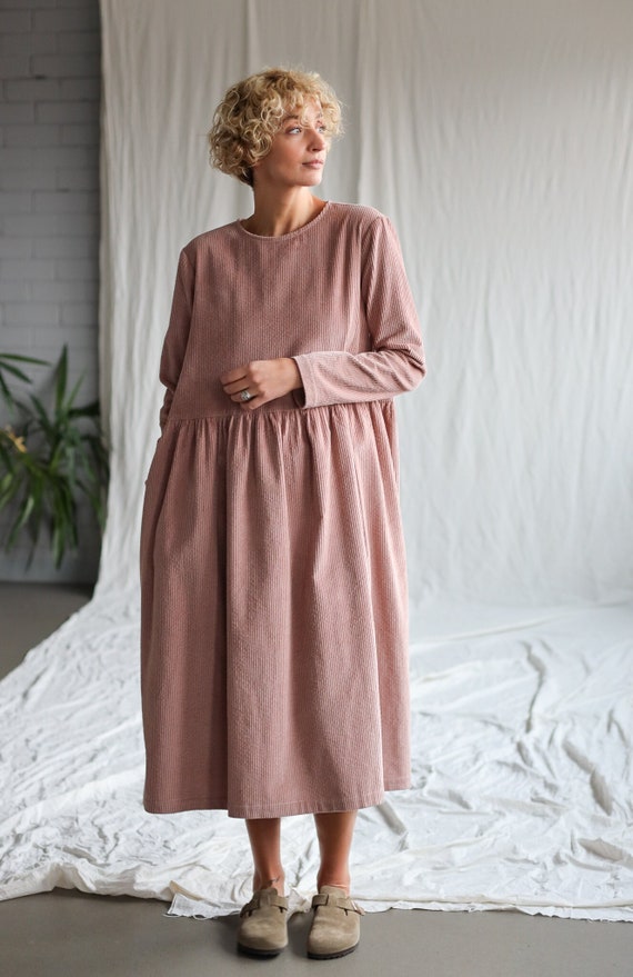 Loose Long Sleeve Wide Cord Dress Milana / OFFON Clothing