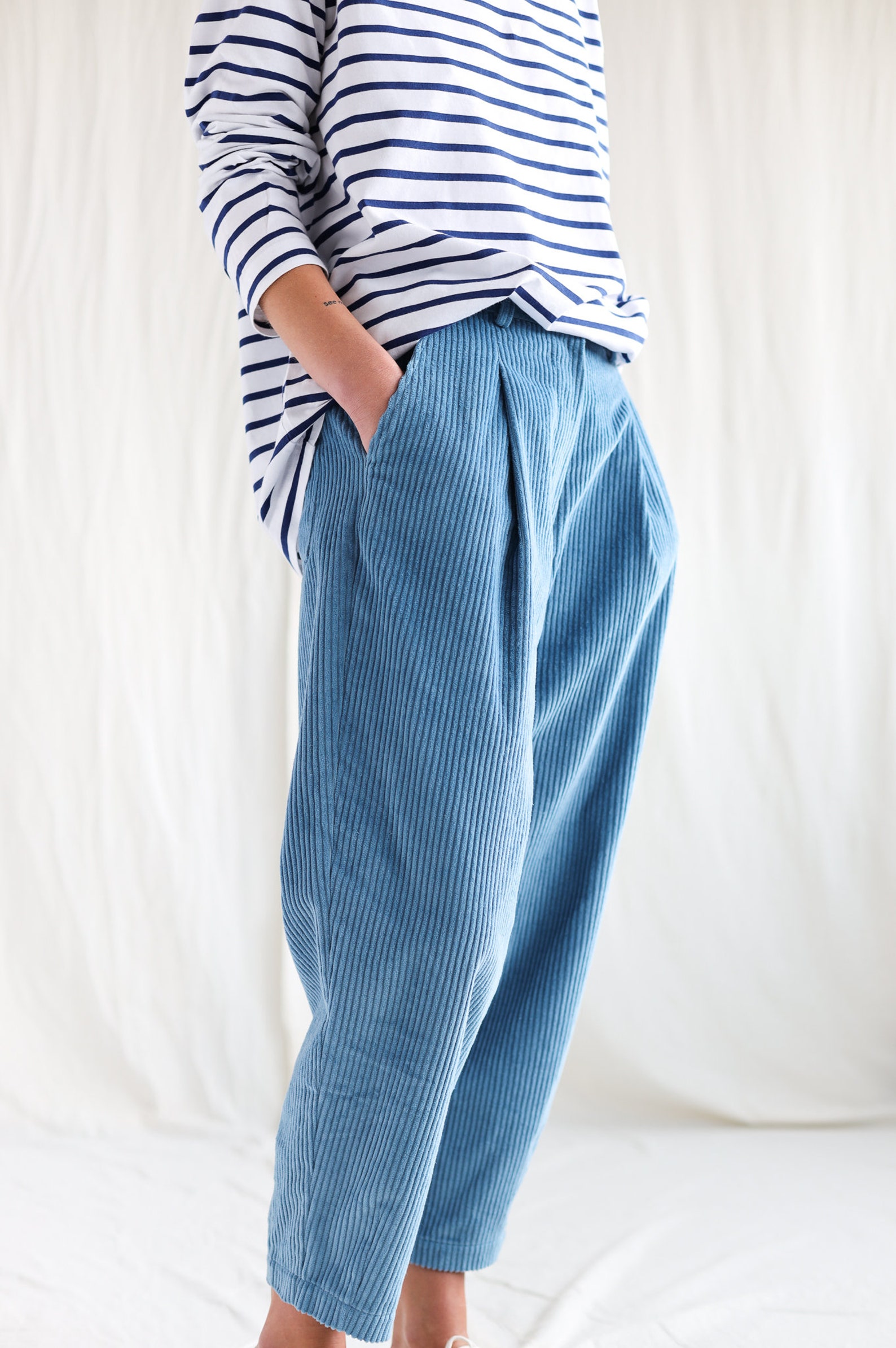 Boxy Tapered Leg Wide Wale Cord Trousers OFFON CLOTHING - Etsy