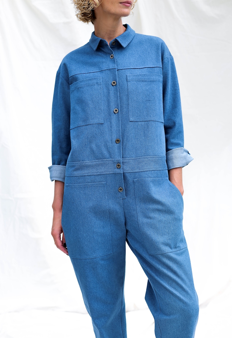 Denim long sleeve utility coverall AMBRE OFFON CLOTHING image 4