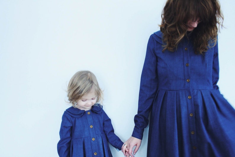 Matching Denim Dresses Mother Daughter Dress Set Handmade by OFFON image 5