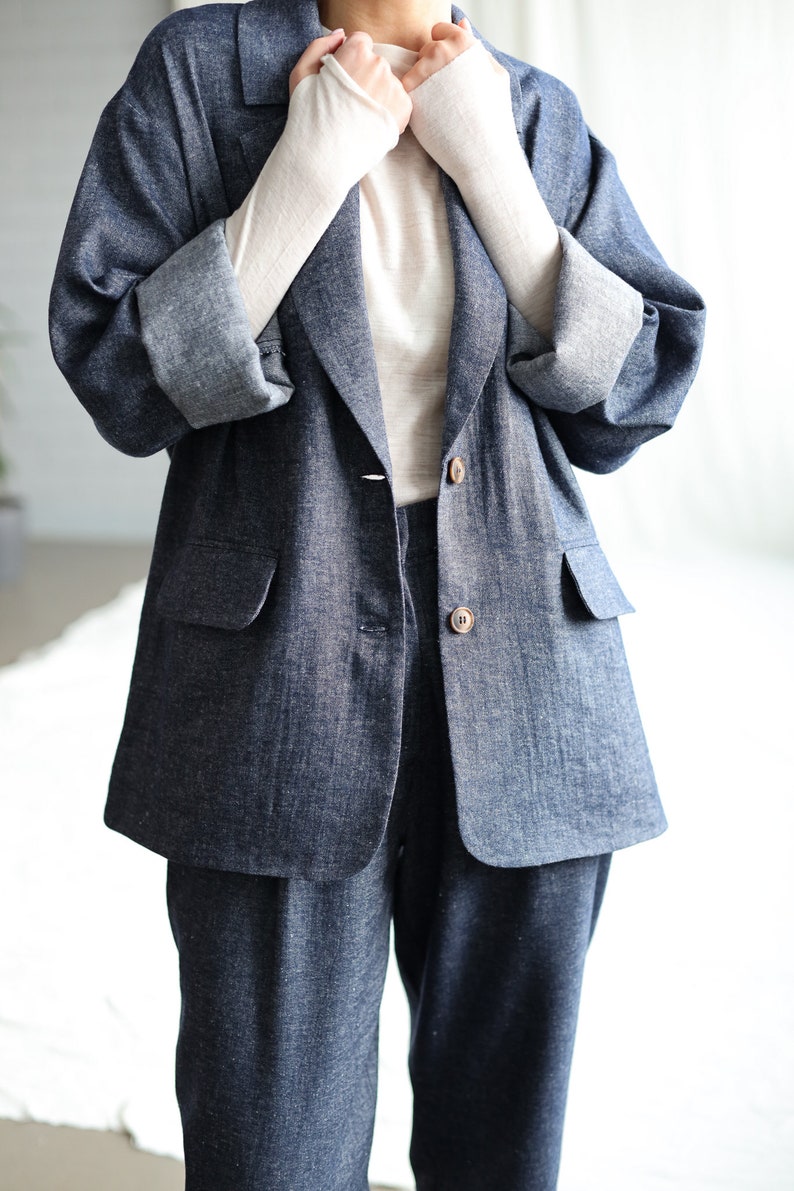 Wool and linen oversized blazer OFFON Clothing image 8