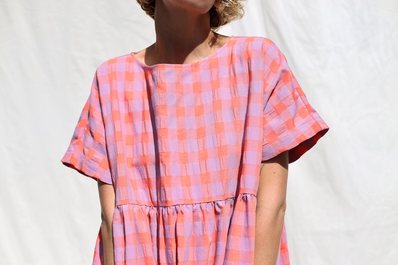 Oversized seersucker checks dress SILVINA OFFON CLOTHING image 8