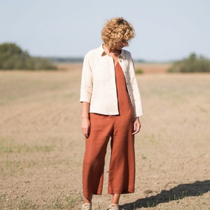 Classic linen shirt in ivory / Button up linen top / OFFON CLOTHING image 6