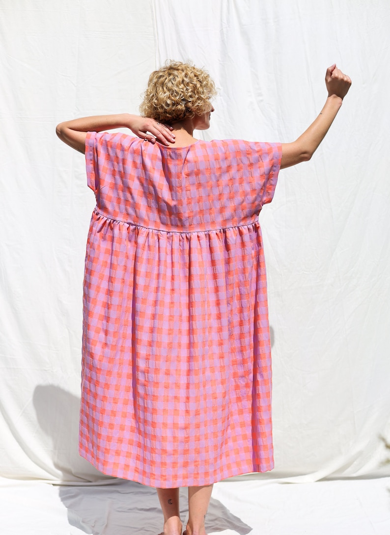 Oversized seersucker checks dress SILVINA OFFON CLOTHING image 5