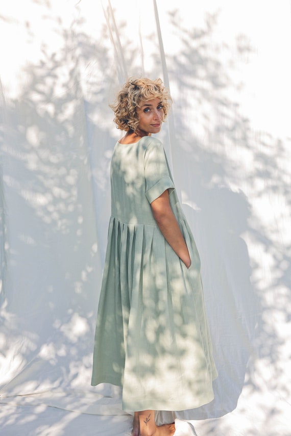 maternity sage green dress Mona Maxi Dress with Smocking in Sage Green Floral main image 1
