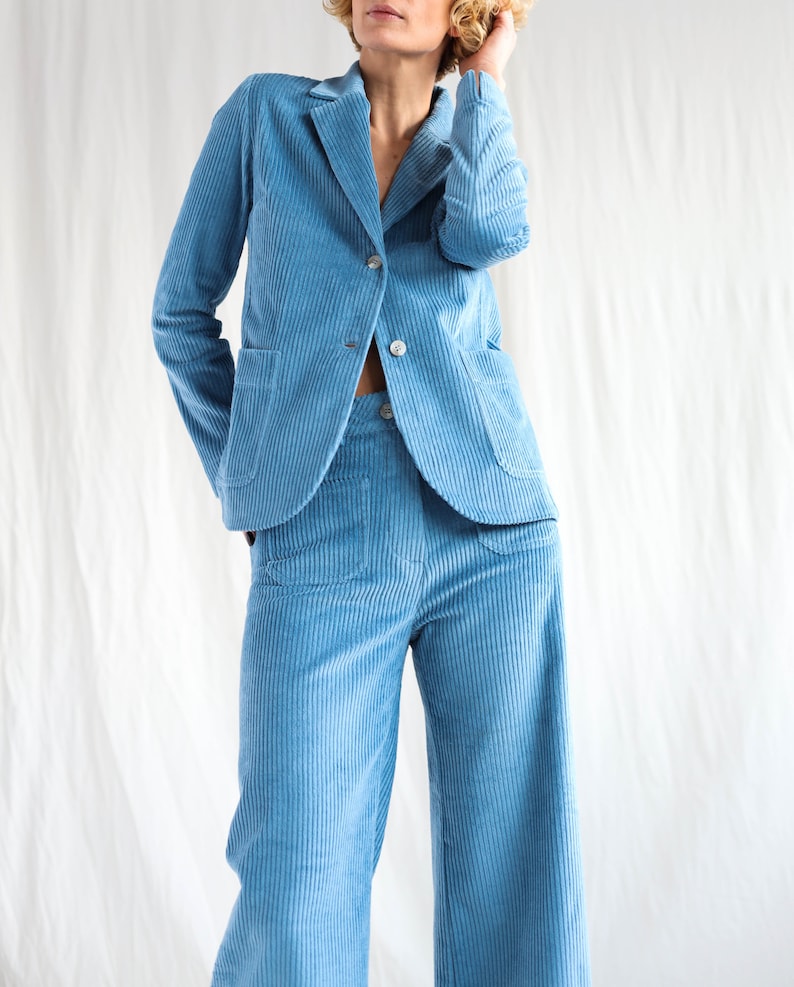 Light blue wide wale corduroy blazer OFFON Clothing image 8