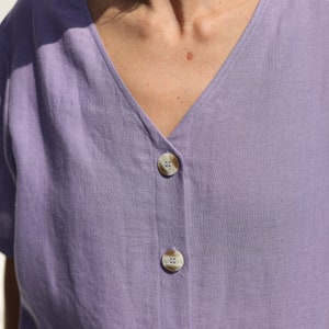 Loose linen V-neck jumpsuit / OFFON CLOTHING image 2
