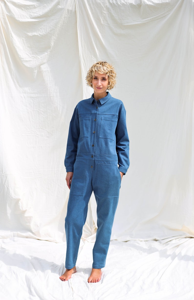 Denim long sleeve utility coverall AMBRE OFFON CLOTHING image 5