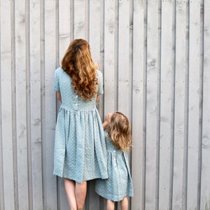 Matching Dresses Matching Mommy and Me Dresses Polka Dot Dress Linen Dresses Mint Linen Dresses Handmade by OffOn image 5