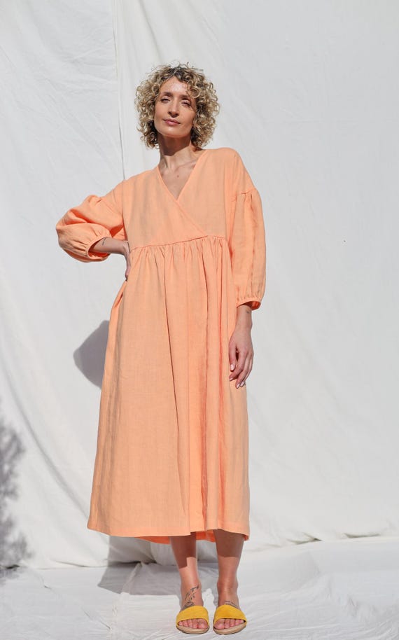 loose puff sleeve dress Oleana. Puff Sleeve Maxi Dress  ELF