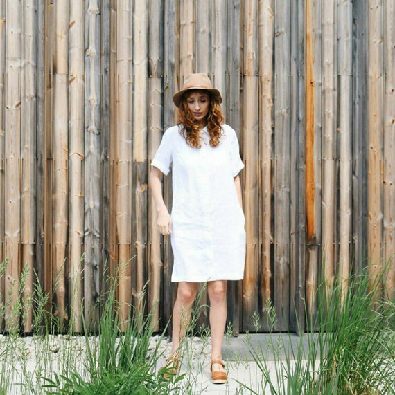 White Linen Maternity Dress Oversize Maternity Shirt Dress - Etsy