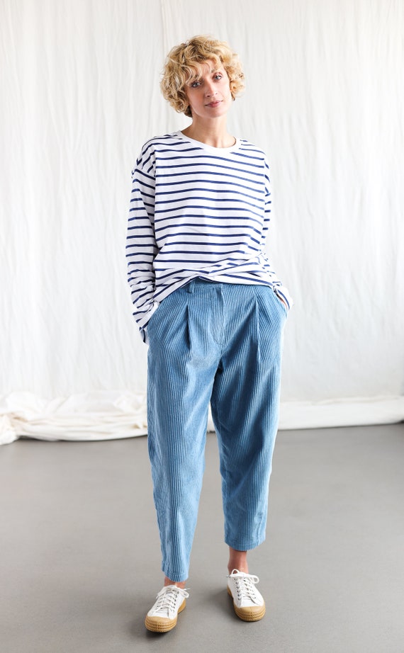 Boxy Tapered Leg Wide Wale Cord Trousers • OFFON CLOTHING - Etsy