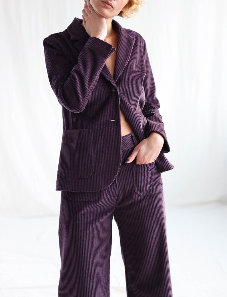 Eggplant wide wale corduroy blazer • OFFON Clothing