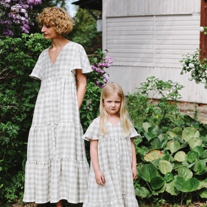 Linen mommy and me checkered dress / OFFON CLOTHING image 2