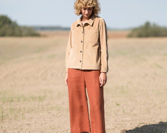 Tuta Premaman In Lino Con Scollo Quadrato - Pantaloni Ampio Comfortabile Per Gravidanza - Foto 4