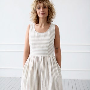 Sleeveless striped linen dress / OFFON CLOTHING image 7
