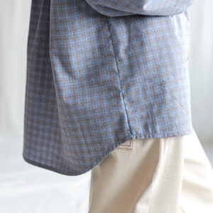 Light blue brushed plaid cotton oversized shirt ELIAN OFFON CLOTHING image 5