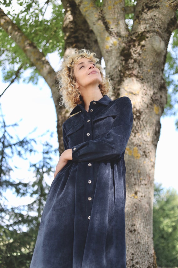 Corduroy Shirt Dress / Velvet Shirt Dress / Black Shirt Corduroy Shirt Dress / Velvet Shirt Dress / Black Shirt