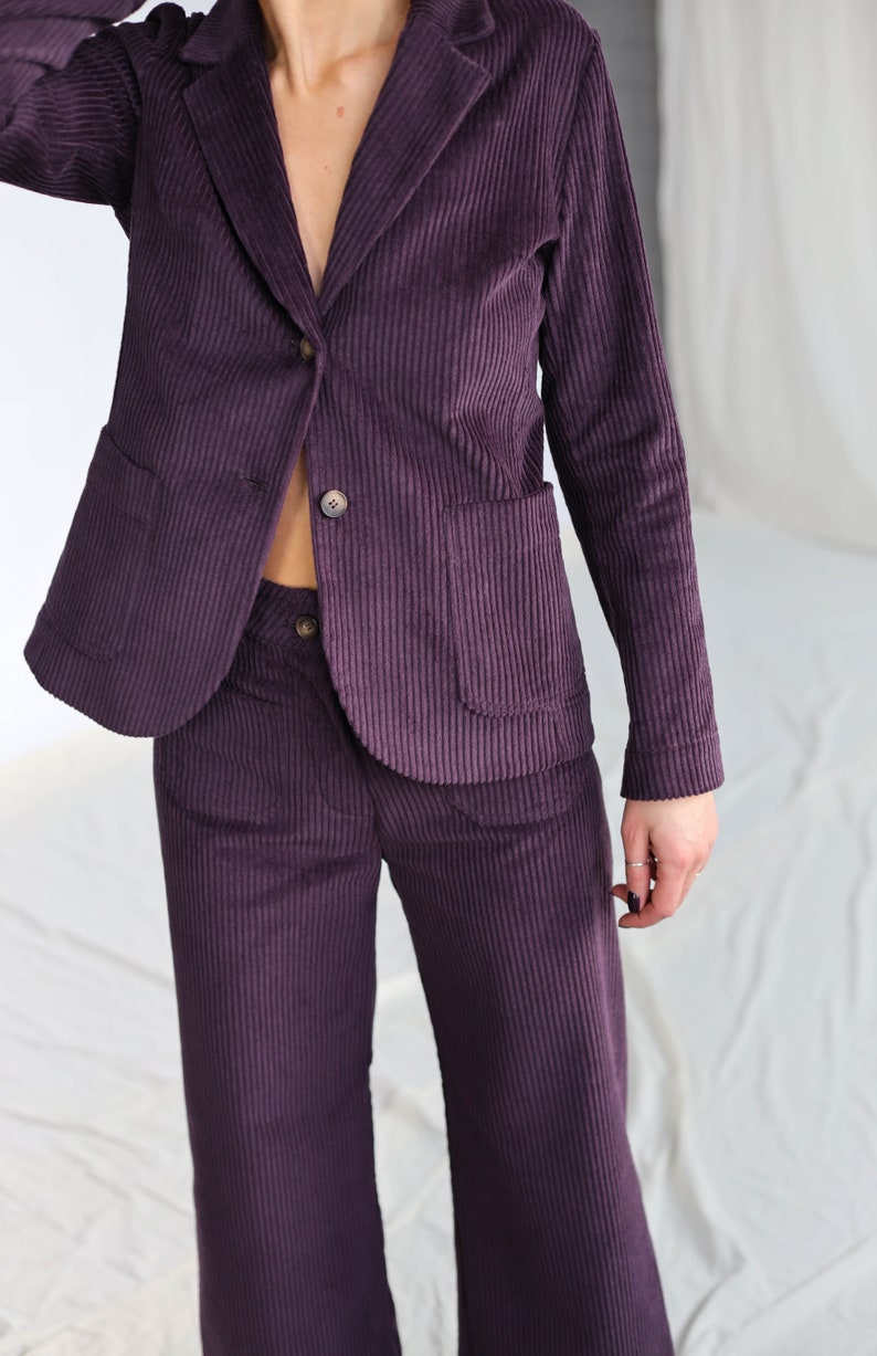 Eggplant wide wale corduroy blazer OFFON Clothing image 7