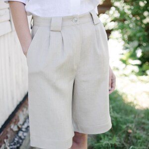 Linen high waist shorts / OFFON CLOTHING image 6