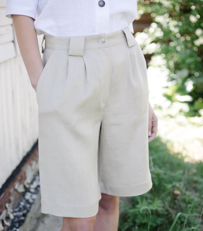 Linen high waist shorts / OFFON CLOTHING image 6