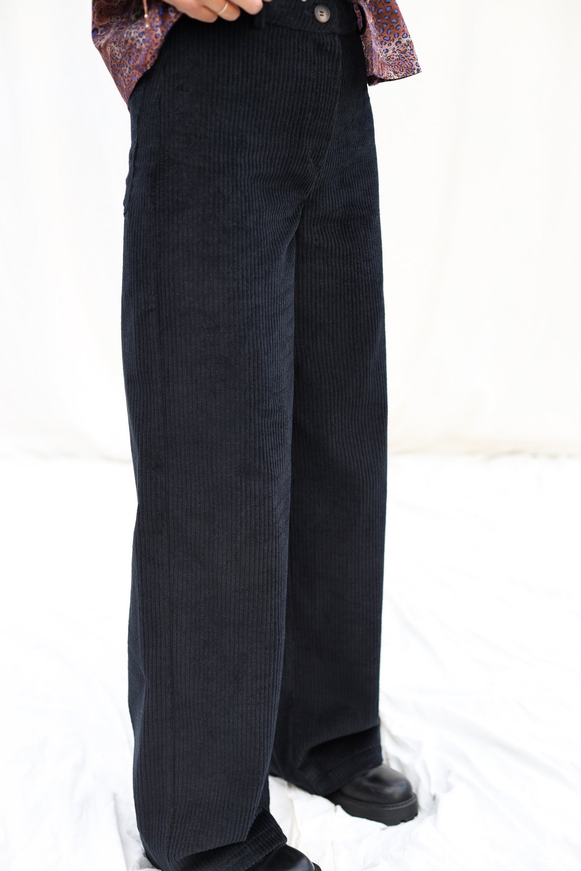 Wide Leg Black Cord Pants LUNA OFFON CLOTHING Etsy