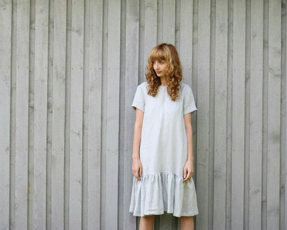Linen Loose Drop Waist Sundress - Handmade by OFFON Linen Loose Drop Waist Sundress - Handmade by OFFON