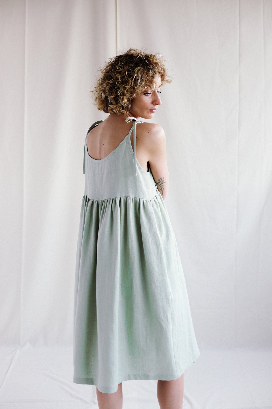 Annie Dress Sage Green Linen main image 1