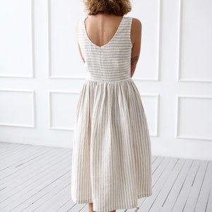 Sleeveless striped linen dress / OFFON CLOTHING image 3