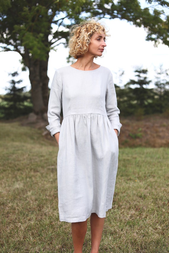 green emerald velvet dress Long Linen Dress 'Jessica' with Cap Sleeves main image 1