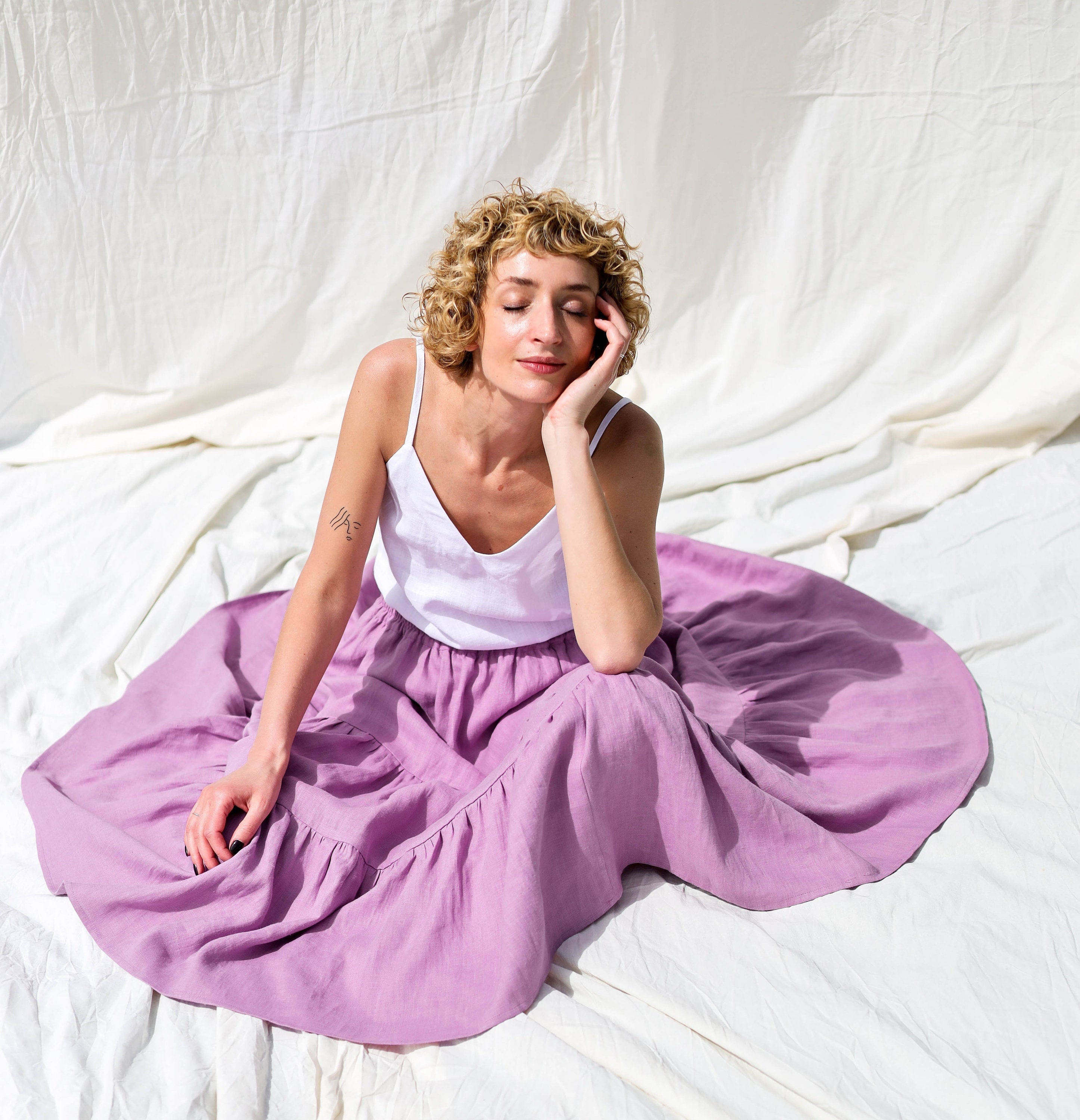Hot pink linen outlet skirt