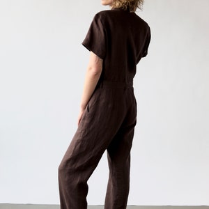 Linen short sleeve coverall jumpsuit / OFFON CLOTHING zdjęcie 7