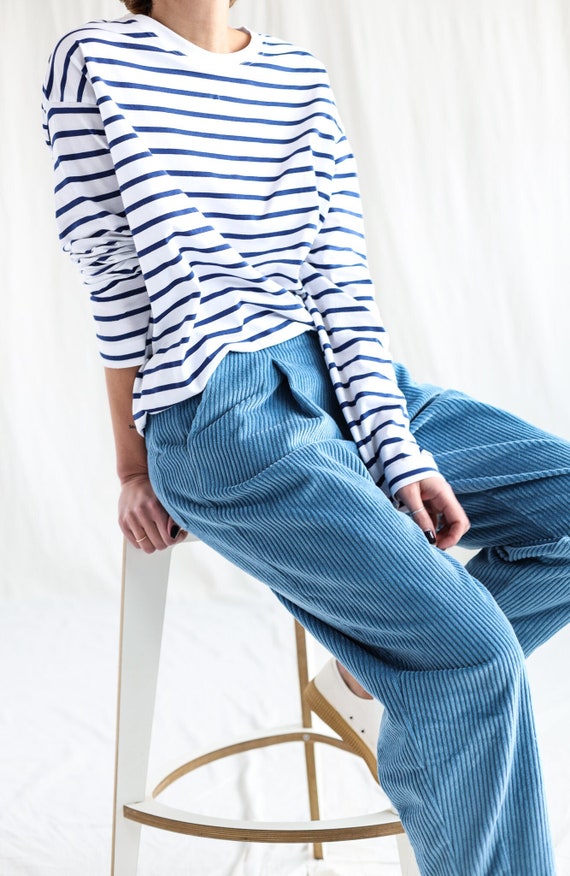 Boxy Tapered Leg Wide Wale Cord Trousers OFFON CLOTHING - Etsy