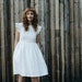 White Linen Dress - Linen Frill Sleeves Dress - Handmade by OFFON 