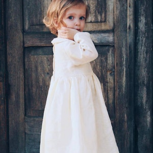 Flower Girl Dress/Girls Linen Dress/Baptism Dress/OFFON Clothing