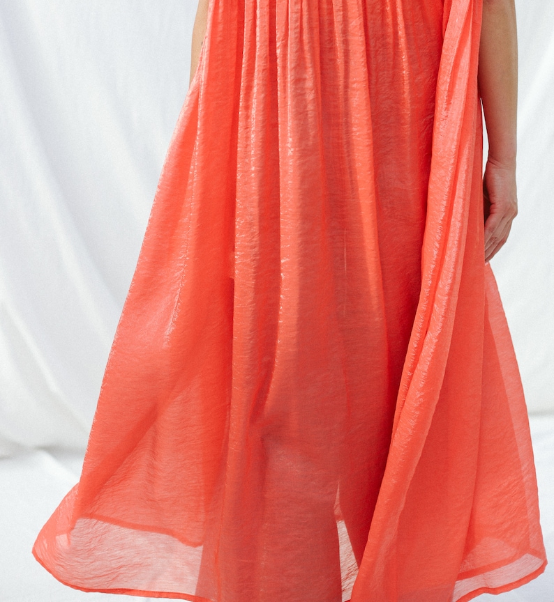 Coral viscose organza oversized dress SILVINA OFFON CLOTHING image 7