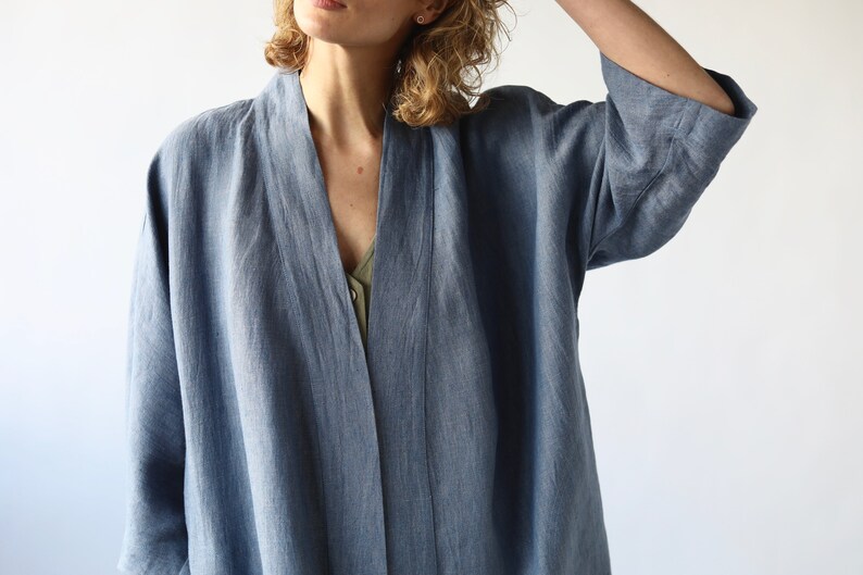 Linen jacketKimono style jacketLinen wrap jacketOFFON CLOTHING