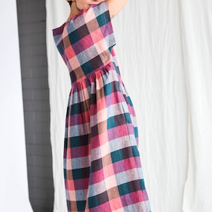 Oversize linen dress in checks SILVINA OFFON CLOTHING image 8