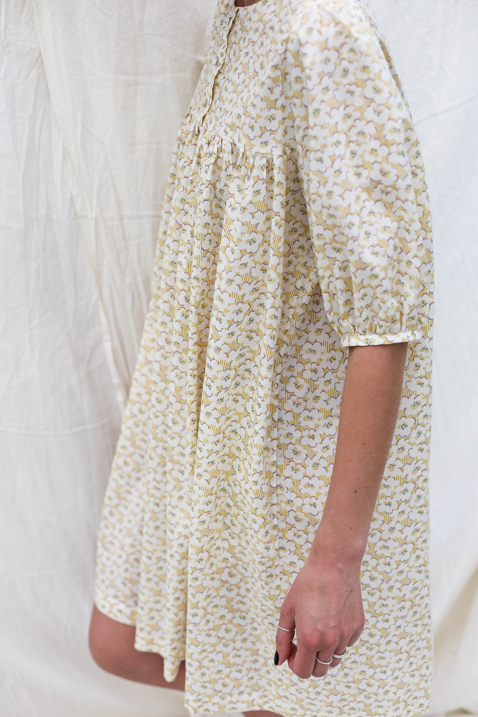 Loose flower print organic cotton mini dress DAZE | Etsy