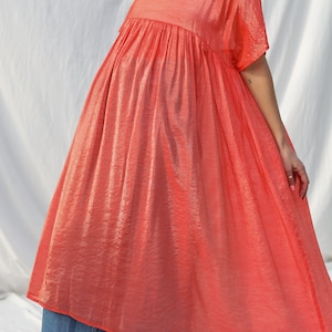 Coral viscose organza oversized dress SILVINA OFFON CLOTHING zdjęcie 4